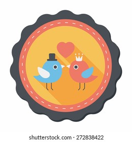 Valentine's Day lover bird flat icon with long shadow,eps10