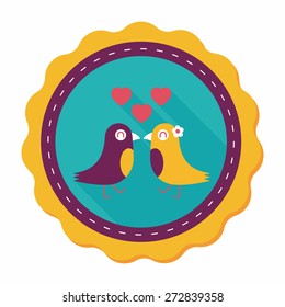 Valentine's Day lover bird flat icon with long shadow,eps10