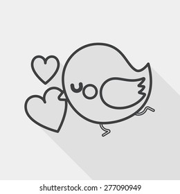 Valentine's Day lover bird flat icon with long shadow, line icon