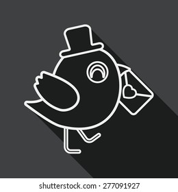 Valentine's Day lover bird flat icon with long shadow, line icon