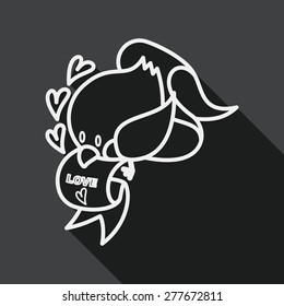 Valentine's Day lover bird flat icon with long shadow, line icon