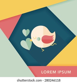 Valentine's Day lover bird flat icon with long shadow,eps10