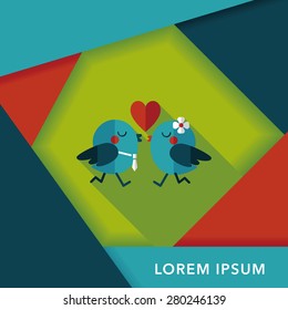 Valentine's Day lover bird flat icon with long shadow,eps10