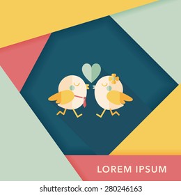 Valentine's Day lover bird flat icon with long shadow,eps10