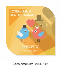 Valentine's Day lover bird flat icon with long shadow,eps10