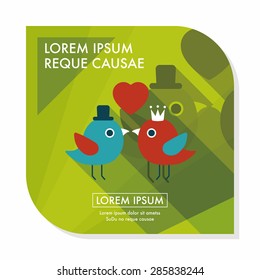 Valentine's Day lover bird flat icon with long shadow,eps10