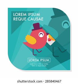 Valentine's Day lover bird flat icon with long shadow,eps10