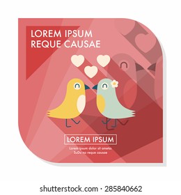 Valentine's Day lover bird flat icon with long shadow,eps10