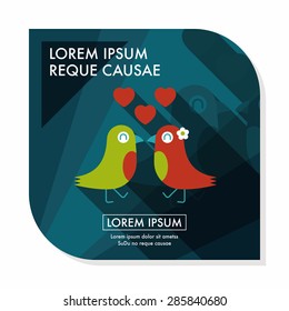 Valentine's Day lover bird flat icon with long shadow,eps10