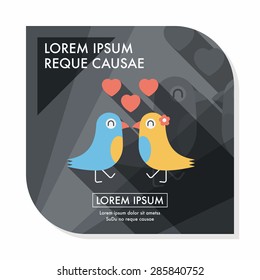 Valentine's Day lover bird flat icon with long shadow,eps10