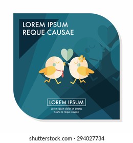 Valentine's Day lover bird flat icon with long shadow,eps10