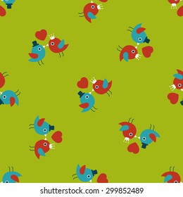 Valentine's Day lover bird flat icon,eps10 seamless pattern background