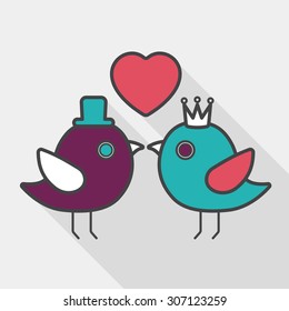 Valentine's Day lover bird flat icon with long shadow,eps10