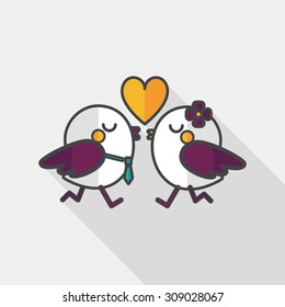 Valentine's Day lover bird flat icon with long shadow,eps10