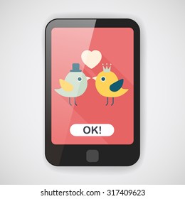 Valentine's Day lover bird flat icon with long shadow,eps10
