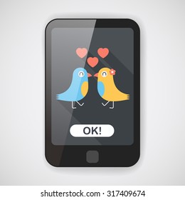 Valentine's Day lover bird flat icon with long shadow,eps10