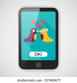 Valentine's Day lover bird flat icon with long shadow,eps10