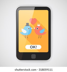 Valentine's Day lover bird flat icon with long shadow,eps10