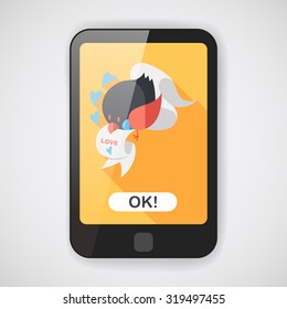 Valentine's Day lover bird flat icon with long shadow,eps10