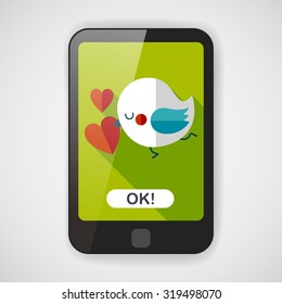 Valentine's Day lover bird flat icon with long shadow,eps10