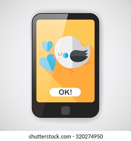 Valentine's Day lover bird flat icon with long shadow,eps10