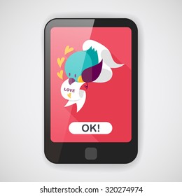 Valentine's Day lover bird flat icon with long shadow,eps10