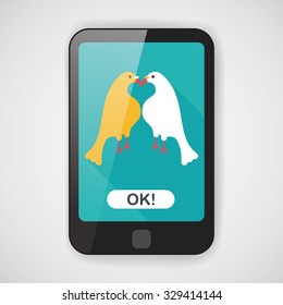 Valentine's Day lover bird flat icon with long shadow,eps10