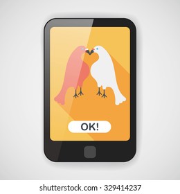 Valentine's Day lover bird flat icon with long shadow,eps10