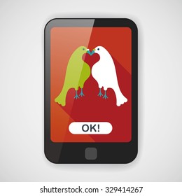Valentine's Day lover bird flat icon with long shadow,eps10