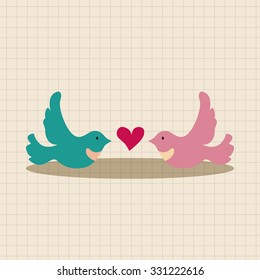Valentine's Day lover bird flat icon elements background,eps10