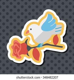 Valentine's Day lover bird flat icon with long shadow,eps10