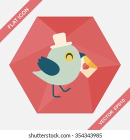 Valentine's Day lover bird flat icon with long shadow,eps10