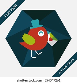 Valentine's Day lover bird flat icon with long shadow,eps10