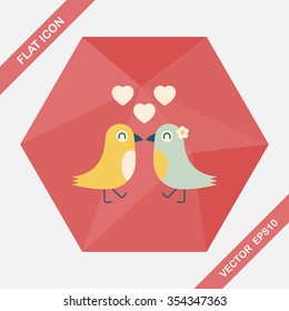 Valentine's Day lover bird flat icon with long shadow,eps10
