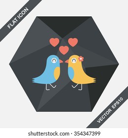 Valentine's Day lover bird flat icon with long shadow,eps10