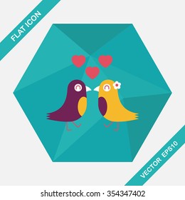 Valentine's Day lover bird flat icon with long shadow,eps10