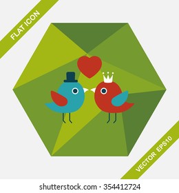 Valentine's Day lover bird flat icon with long shadow,eps10