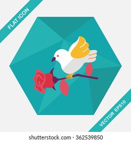 Valentine's Day lover bird flat icon with long shadow,eps10