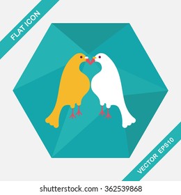 Valentine's Day lover bird flat icon with long shadow,eps10
