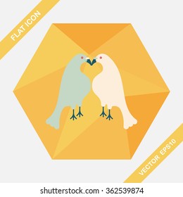 Valentine's Day lover bird flat icon with long shadow,eps10