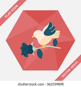 Valentine's Day lover bird flat icon with long shadow,eps10