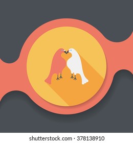 Valentine's Day lover bird flat icon with long shadow,eps10
