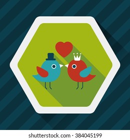 Valentine's Day lover bird flat icon with long shadow,eps10