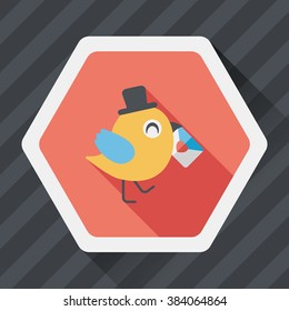 Valentine's Day lover bird flat icon with long shadow,eps10