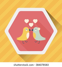 Valentine's Day lover bird flat icon with long shadow,eps10