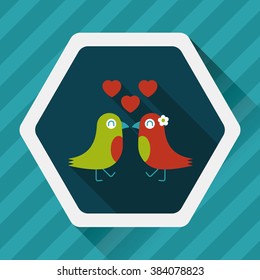 Valentine's Day lover bird flat icon with long shadow,eps10