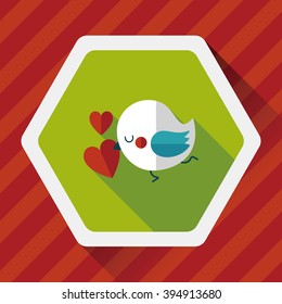 Valentine's Day lover bird flat icon with long shadow,eps10