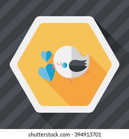 Valentine's Day lover bird flat icon with long shadow,eps10