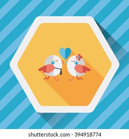 Valentine's Day lover bird flat icon with long shadow,eps10