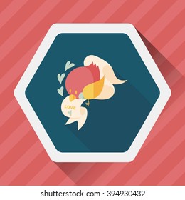Valentine's Day lover bird flat icon with long shadow,eps10